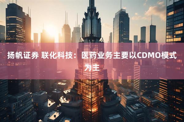 扬帆证券 联化科技：医药业务主要以CDMO模式为主